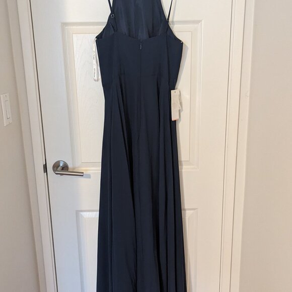 Navy bridesmaid formal prom maxi halter neck dress - Picture 6 of 6